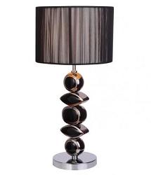 Hnědo-bílá moderní designová stolní lampa model NIGHT BALL s kamenným stojanem